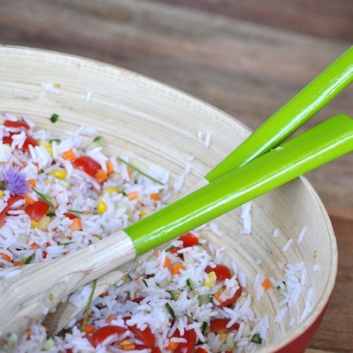 Recette végétarienne-Salade de riz basmati aux herbes et au concombre