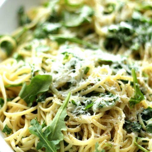 Recette végétarienne-Linguine au pesto et pecorino