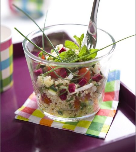 Recette végétarienne-Salade de quinoa courgette et grenade