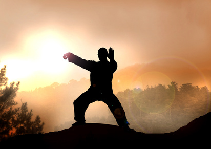 Stock Illustration of Tai Chi on Mountain