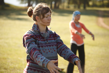 Practicing Qi Gong outdoors