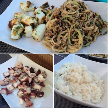 Spaghetti de courgettes crues au pesto maison et sèches à la plancha