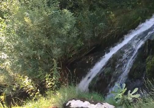 Méditation du monde au bord d’une cascade