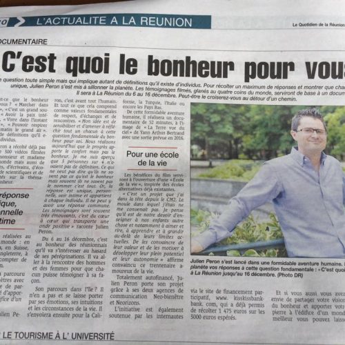 Julien Peron à la Reunion interview dans le quotidien