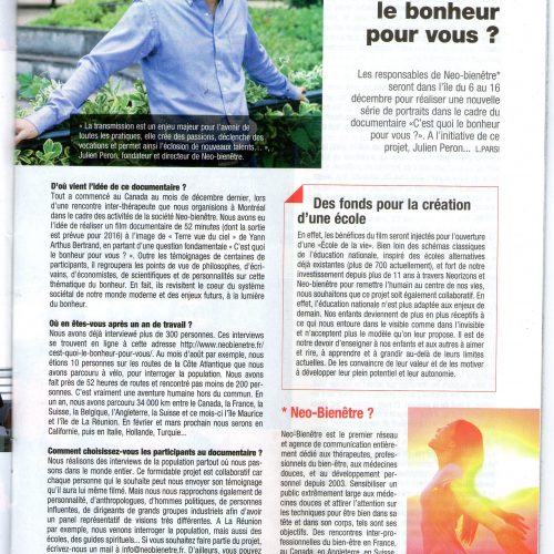 Julien Peron interviewé part Femme magazine à la Réunion